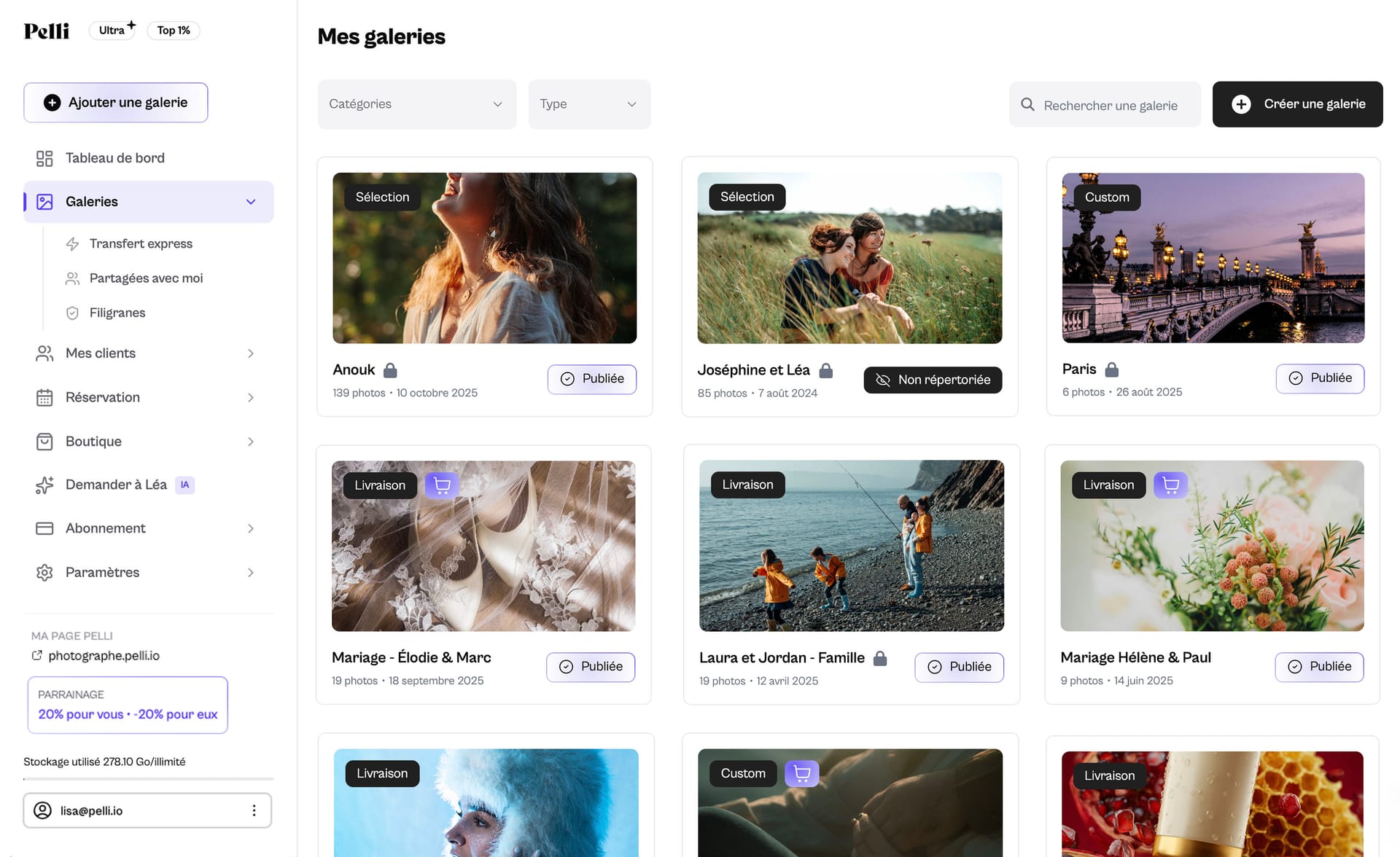 Pelli — galerie photo en ligne pour photographes